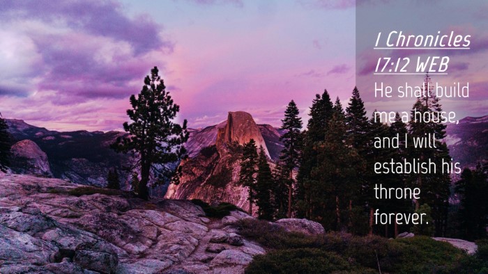 Picture 04 - 1 Chronicles 17:12 WEB Desktop Wallpaper - He shall build me a house, and I will establish - Desktop Bible Verse Wallpaper