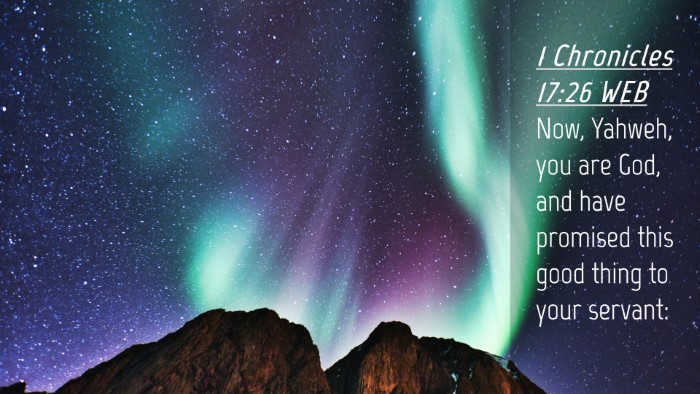Picture 04 - 1 Chronicles 17:26 WEB Desktop Wallpaper - Now, Yahweh, you are God, and have promised this - Desktop Bible Verse Wallpaper