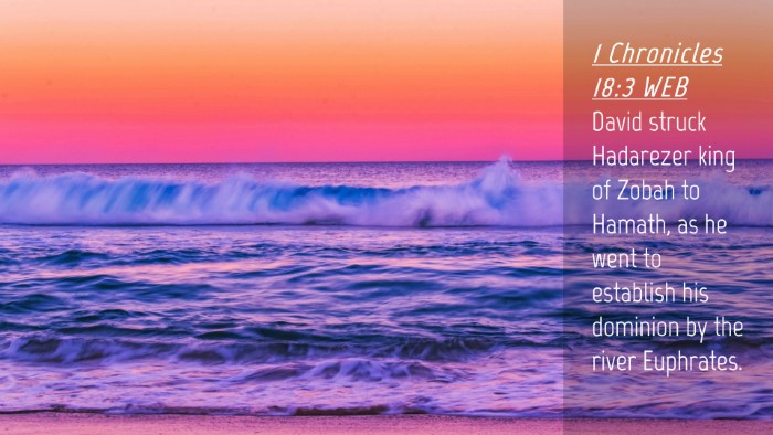 Picture 04 - 1 Chronicles 18:3 WEB Desktop Wallpaper - David struck Hadarezer king of Zobah to Hamath, - Desktop Bible Verse Wallpaper