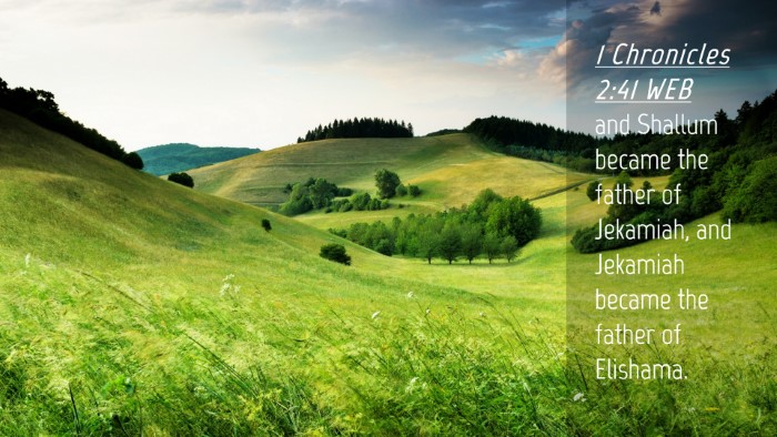 Picture 04 - 1 Chronicles 2:41 WEB Desktop Wallpaper - and Shallum became the father of Jekamiah, and - Desktop Bible Verse Wallpaper