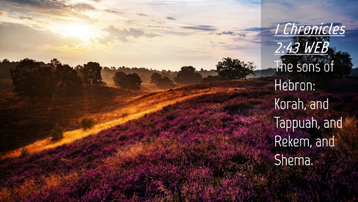 Picture 04 - 1 Chronicles 2:43 WEB Desktop Wallpaper - The sons of Hebron: Korah, and Tappuah, and - Desktop Bible Verse Wallpaper