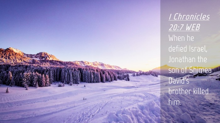 Picture 04 - 1 Chronicles 20:7 WEB Desktop Wallpaper - When he defied Israel, Jonathan the son of Shimea - Desktop Bible Verse Wallpaper