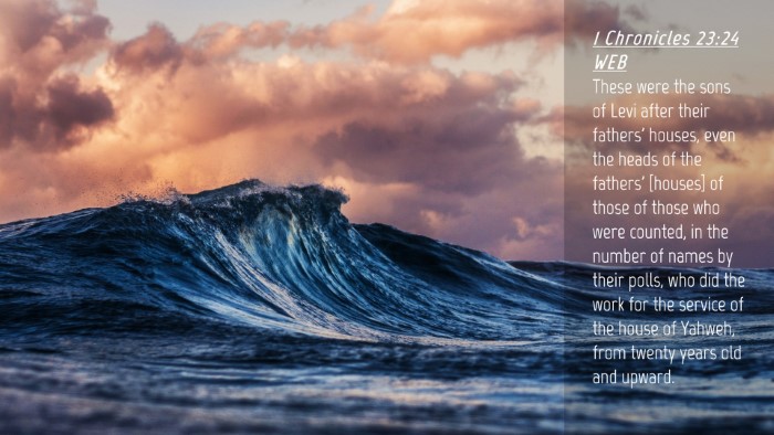Picture 04 - 1 Chronicles 23:24 WEB Desktop Wallpaper - These were the sons of Levi after their fathers' - Desktop Bible Verse Wallpaper