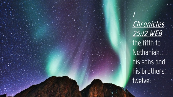 Picture 04 - 1 Chronicles 25:12 WEB Desktop Wallpaper - the fifth to Nethaniah, his sons and his - Desktop Bible Verse Wallpaper