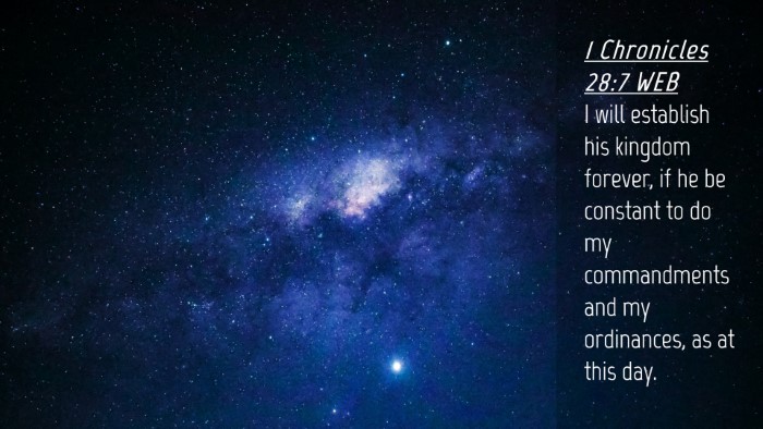 Picture 04 - 1 Chronicles 28:7 WEB Desktop Wallpaper - I will establish his kingdom forever, if he be - Desktop Bible Verse Wallpaper