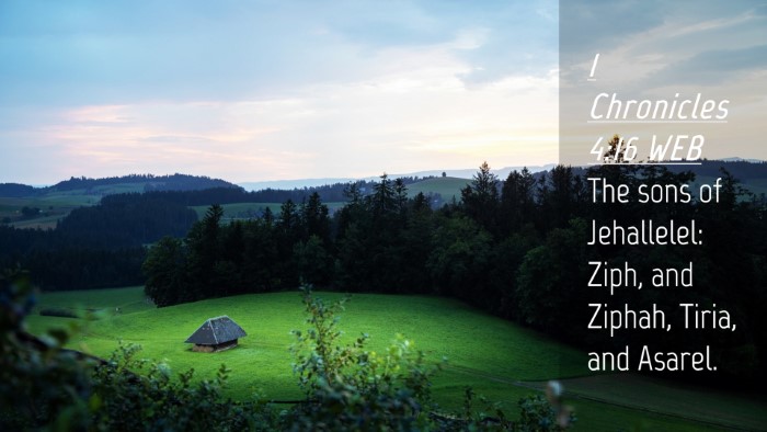 Picture 04 - 1 Chronicles 4:16 WEB Desktop Wallpaper - The sons of Jehallelel: Ziph, and Ziphah, Tiria, - Desktop Bible Verse Wallpaper