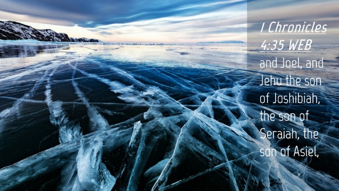 Picture 04 - 1 Chronicles 4:35 WEB Desktop Wallpaper - and Joel, and Jehu the son of Joshibiah, the son - Desktop Bible Verse Wallpaper