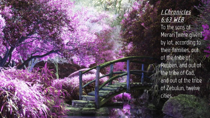 Picture 04 - 1 Chronicles 6:63 WEB Desktop Wallpaper - To the sons of Merari [were given] by lot, - Desktop Bible Verse Wallpaper