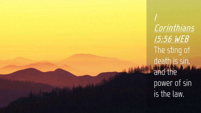 Picture 04 - 1 Corinthians 15:56 WEB Desktop Wallpaper - The sting of death is sin, and the power of sin - Desktop Bible Verse Wallpaper