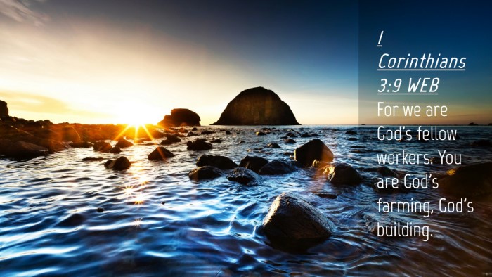 Picture 04 - 1 Corinthians 3:9 WEB Desktop Wallpaper - For we are God's fellow workers. You are God's - Desktop Bible Verse Wallpaper