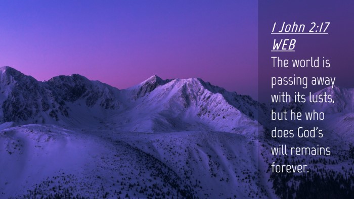 Picture 04 - 1 John 2:17 WEB Desktop Wallpaper - The world is passing away with its lusts, but he - Desktop Bible Verse Wallpaper