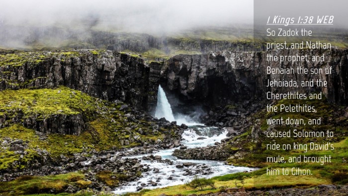 Picture 04 - 1 Kings 1:38 WEB Desktop Wallpaper - So Zadok the priest, and Nathan the prophet, and - Desktop Bible Verse Wallpaper