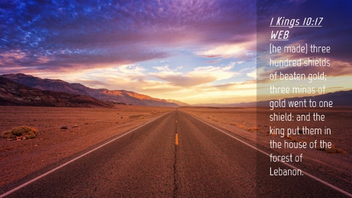 Picture 04 - 1 Kings 10:17 WEB Desktop Wallpaper - [he made] three hundred shields of beaten gold; - Desktop Bible Verse Wallpaper