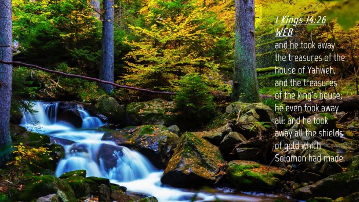 Picture 04 - 1 Kings 14:26 WEB Desktop Wallpaper - and he took away the treasures of the house of - Desktop Bible Verse Wallpaper