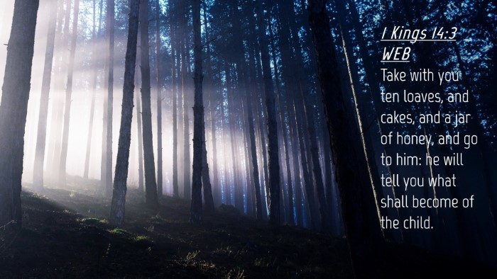 Picture 04 - 1 Kings 14:3 WEB Desktop Wallpaper - Take with you ten loaves, and cakes, and a jar of - Desktop Bible Verse Wallpaper