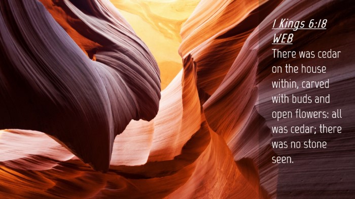 Picture 04 - 1 Kings 6:18 WEB Desktop Wallpaper - There was cedar on the house within, carved with - Desktop Bible Verse Wallpaper
