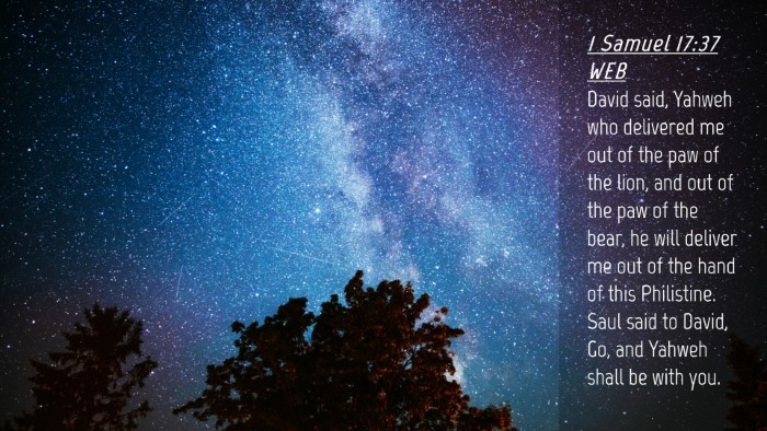 Picture 04 - 1 Samuel 17:37 WEB Desktop Wallpaper - David said, Yahweh who delivered me out of the - Desktop Bible Verse Wallpaper