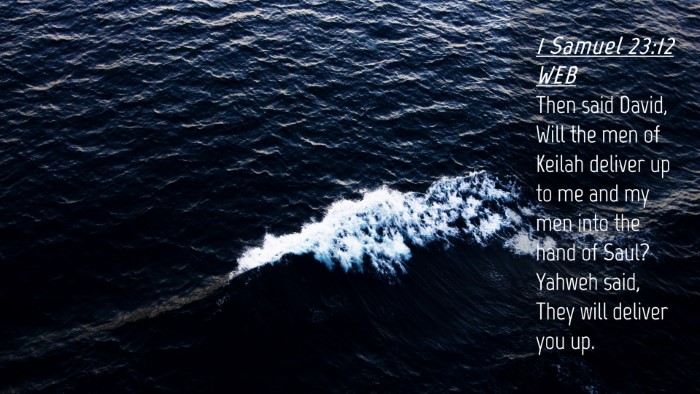 Picture 04 - 1 Samuel 23:12 WEB Desktop Wallpaper - Then said David, Will the men of Keilah deliver - Desktop Bible Verse Wallpaper