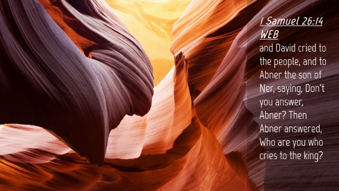 Picture 04 - 1 Samuel 26:14 WEB Desktop Wallpaper - and David cried to the people, and to Abner the - Desktop Bible Verse Wallpaper