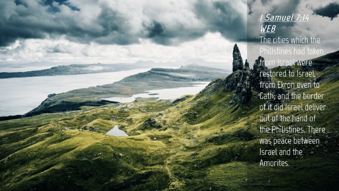 Picture 04 - 1 Samuel 7:14 WEB Desktop Wallpaper - The cities which the Philistines had taken from - Desktop Bible Verse Wallpaper