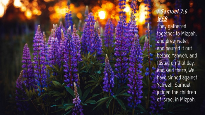 Picture 04 - 1 Samuel 7:6 WEB Desktop Wallpaper - They gathered together to Mizpah, and drew water, - Desktop Bible Verse Wallpaper