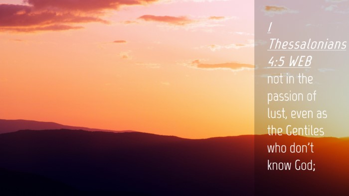 Picture 04 - 1 Thessalonians 4:5 WEB Desktop Wallpaper - not in the passion of lust, even as the Gentiles - Desktop Bible Verse Wallpaper