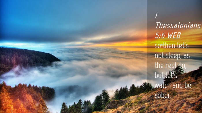 Picture 04 - 1 Thessalonians 5:6 WEB Desktop Wallpaper - so then let's not sleep, as the rest do, but - Desktop Bible Verse Wallpaper