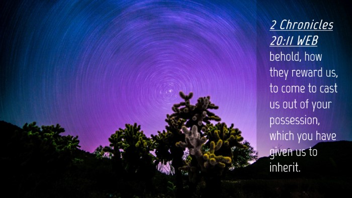 Picture 04 - 2 Chronicles 20:11 WEB Desktop Wallpaper - behold, how they reward us, to come to cast us - Desktop Bible Verse Wallpaper