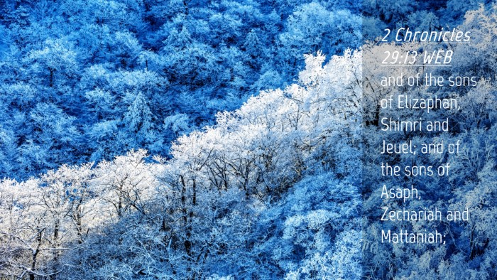 Picture 04 - 2 Chronicles 29:13 WEB Desktop Wallpaper - and of the sons of Elizaphan, Shimri and Jeuel; - Desktop Bible Verse Wallpaper