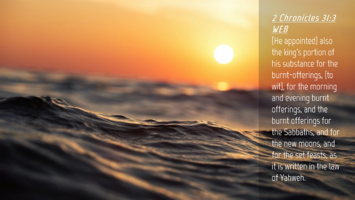 Picture 04 - 2 Chronicles 31:3 WEB Desktop Wallpaper - [He appointed] also the king's portion of his - Desktop Bible Verse Wallpaper
