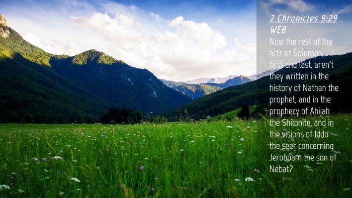 Picture 04 - 2 Chronicles 9:29 WEB Desktop Wallpaper - Now the rest of the acts of Solomon, first and - Desktop Bible Verse Wallpaper