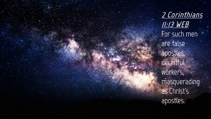 Picture 04 - 2 Corinthians 11:13 WEB Desktop Wallpaper - For such men are false apostles, deceitful - Desktop Bible Verse Wallpaper