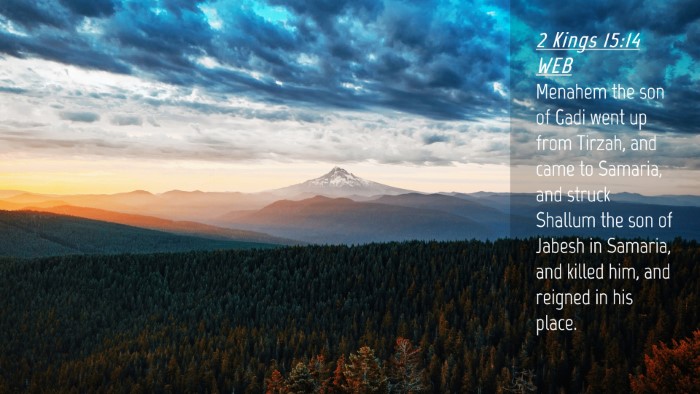 Picture 04 - 2 Kings 15:14 WEB Desktop Wallpaper - Menahem the son of Gadi went up from Tirzah, and - Desktop Bible Verse Wallpaper