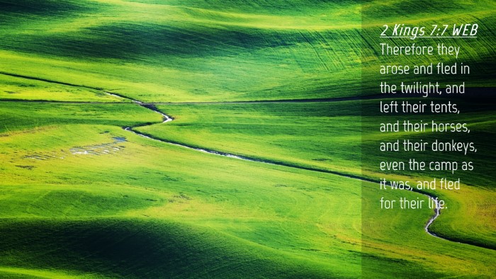 Picture 04 - 2 Kings 7:7 WEB Desktop Wallpaper - Therefore they arose and fled in the twilight, - Desktop Bible Verse Wallpaper