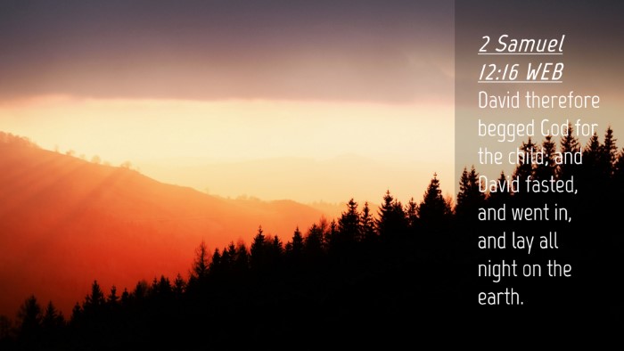 Picture 04 - 2 Samuel 12:16 WEB Desktop Wallpaper - David therefore begged God for the child; and - Desktop Bible Verse Wallpaper