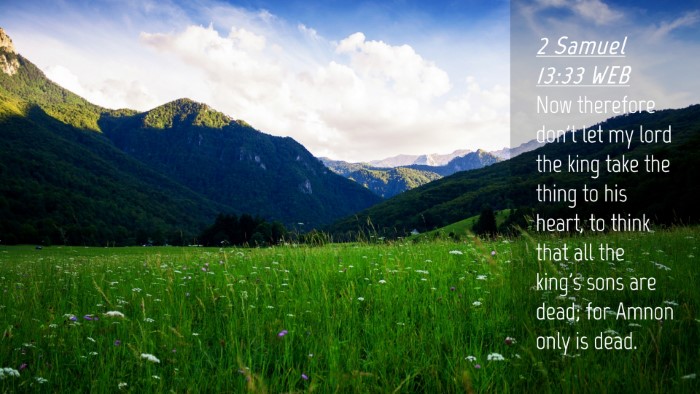 Picture 04 - 2 Samuel 13:33 WEB Desktop Wallpaper - Now therefore don't let my lord the king take the - Desktop Bible Verse Wallpaper