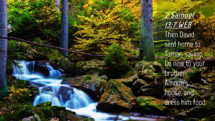 Picture 04 - 2 Samuel 13:7 WEB Desktop Wallpaper - Then David sent home to Tamar, saying, Go now to - Desktop Bible Verse Wallpaper