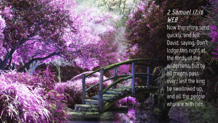Picture 04 - 2 Samuel 17:16 WEB Desktop Wallpaper - Now therefore send quickly, and tell David, - Desktop Bible Verse Wallpaper