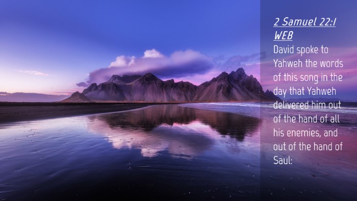 Picture 04 - 2 Samuel 22:1 WEB Desktop Wallpaper - David spoke to Yahweh the words of this song in - Desktop Bible Verse Wallpaper
