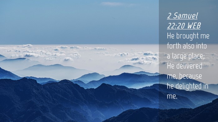 Picture 04 - 2 Samuel 22:20 WEB Desktop Wallpaper - He brought me forth also into a large place; He - Desktop Bible Verse Wallpaper