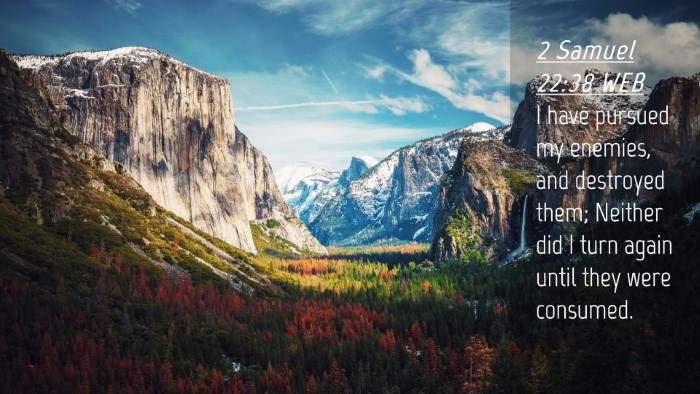 Picture 04 - 2 Samuel 22:38 WEB Desktop Wallpaper - I have pursued my enemies, and destroyed them; - Desktop Bible Verse Wallpaper