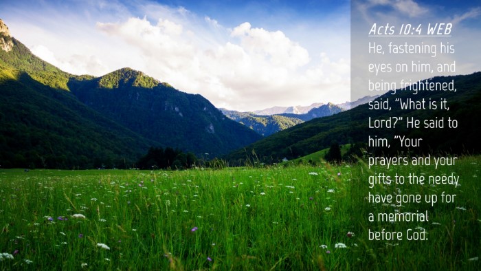 Picture 04 - Acts 10:4 WEB Desktop Wallpaper - He, fastening his eyes on him, and being - Desktop Bible Verse Wallpaper