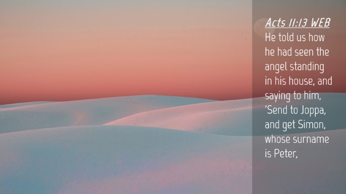Picture 04 - Acts 11:13 WEB Desktop Wallpaper - He told us how he had seen the angel standing in - Desktop Bible Verse Wallpaper
