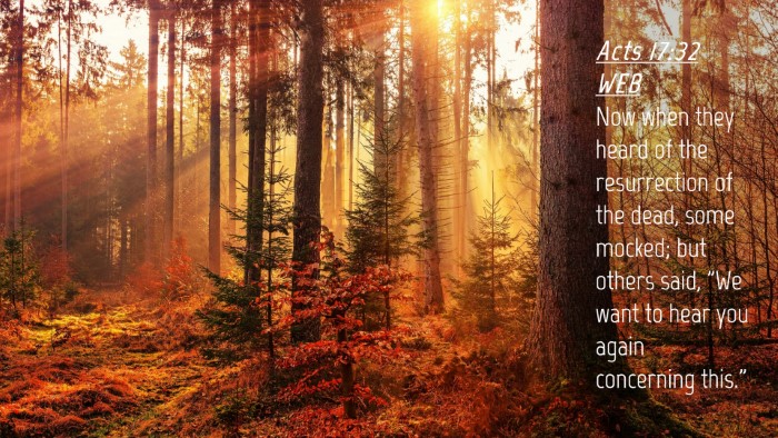 Picture 04 - Acts 17:32 WEB Desktop Wallpaper - Now when they heard of the resurrection of the - Desktop Bible Verse Wallpaper