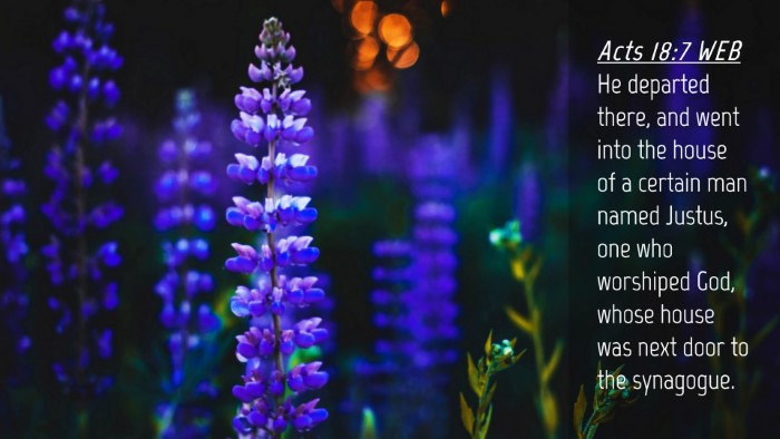 Picture 04 - Acts 18:7 WEB Desktop Wallpaper - He departed there, and went into the house of a - Desktop Bible Verse Wallpaper