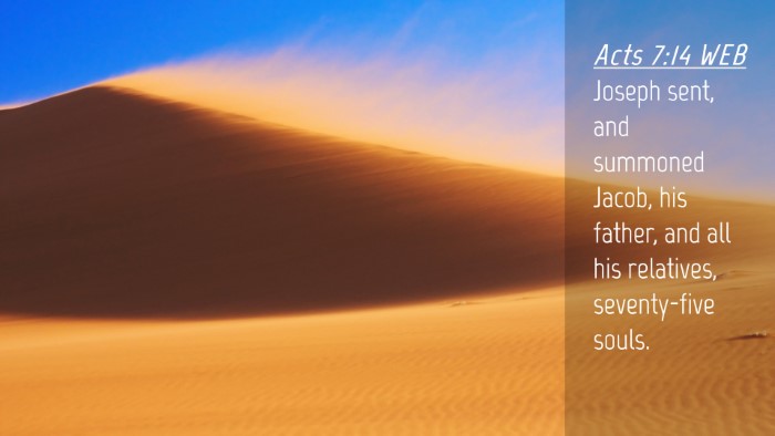 Picture 04 - Acts 7:14 WEB Desktop Wallpaper - Joseph sent, and summoned Jacob, his father, and - Desktop Bible Verse Wallpaper