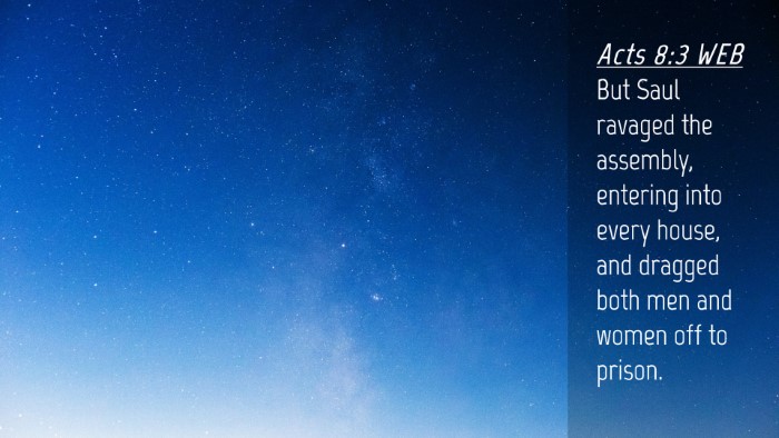 Picture 04 - Acts 8:3 WEB Desktop Wallpaper - But Saul ravaged the assembly, entering into - Desktop Bible Verse Wallpaper