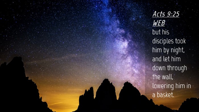 Picture 04 - Acts 9:25 WEB Desktop Wallpaper - but his disciples took him by night, and let him - Desktop Bible Verse Wallpaper