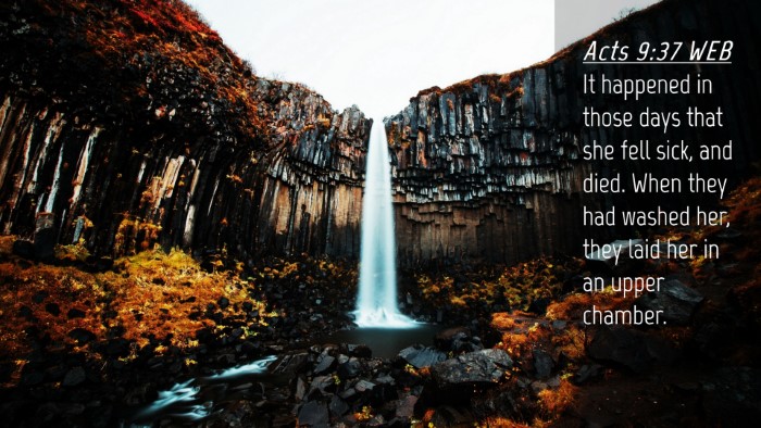 Picture 04 - Acts 9:37 WEB Desktop Wallpaper - It happened in those days that she fell sick, and - Desktop Bible Verse Wallpaper