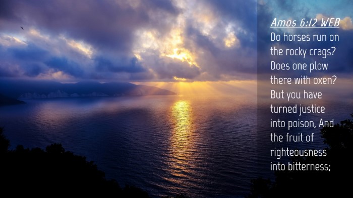 Picture 04 - Amos 6:12 WEB Desktop Wallpaper - Do horses run on the rocky crags? Does one plow - Desktop Bible Verse Wallpaper